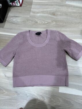 Club Monaco Cropped Scoop Neck Knit Sweater in Dusty Mauve